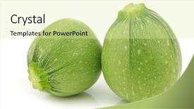  Presentation with light green - Colorful presentation theme enhanced with zucchini cut zucchini cucurbita pepo backdrop and a blonde colored foreground