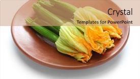  Presentation with white flowers - Beautiful PPT theme featuring zucchini flowers isolated on white backdrop and a  colored foreground