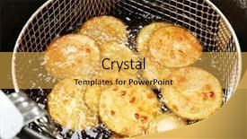  Presentation with deep - Beautiful presentation theme featuring zucchini-in-deep-fryer-closeup backdrop and a yellow colored foreground
