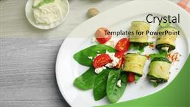  Presentation with peppers - PPT theme enhanced with zucchini rolls with cheese bell background and a soft green colored foreground
