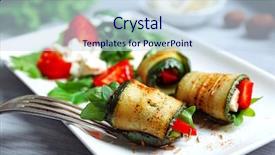  Presentation with peppers - Amazing PPT layouts having zucchini rolls with cheese bell backdrop and a sky blue colored foreground