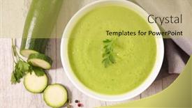  Presentation with soup - Beautiful theme featuring zucchini-soup-in-bowl-winter backdrop and a yellow colored foreground