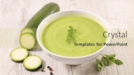  Presentation with soup - Audience pleasing PPT layouts consisting of zucchini-soup-in-bowl-winter backdrop and a yellow colored foreground