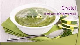  Presentation with soup - Presentation featuring zucchini soup background and a sky blue colored foreground