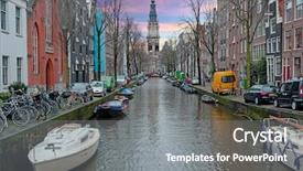  Presentation with pier at sunset - Amazing PPT theme having zuiderkerk in amsterdam the netherlands backdrop and a  colored foreground