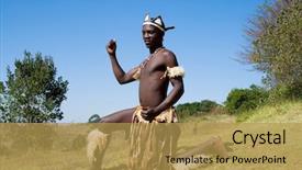  Presentation with african culture - Beautiful PPT theme featuring zulu culture - african dancer backdrop and a yellow colored foreground