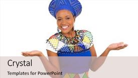  Presentation with old map south africa - Theme with zulu culture - happy young south african woman background and a  colored foreground