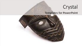  Presentation with metal - Cool new theme with zulu culture - metal mask isolated on white backdrop and a light gray colored foreground