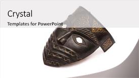 Presentation with mask - PPT layouts having zulu culture - metal mask isolated on white background and a light gray colored foreground