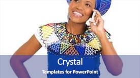  Presentation with cell - Slides enhanced with zulu culture - young african woman talking background and a ocean colored foreground