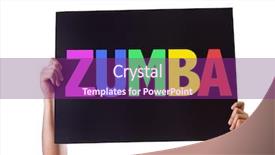  Presentation with zumba - Audience pleasing PPT theme consisting of zumba card isolated on white backdrop and a violet colored foreground