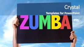  Presentation with zumba - Beautiful slide deck featuring zumba card with sky background backdrop and a teal colored foreground