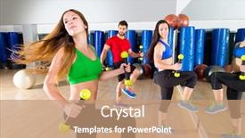  Presentation with fitness dance - PPT layouts with zumba dance cardio people group background and a coral colored foreground