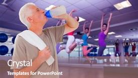  Presentation with senior fitness - PPT theme featuring zumba fitness - composite image of senior man background and a coral colored foreground