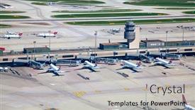  Presentation with airport port - PPT theme having zurich-april-17-aircraft-leaving background and a  colored foreground