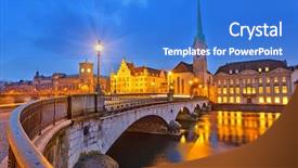  Presentation with night - Presentation theme featuring zurich at night background and a cobalt blue colored foreground