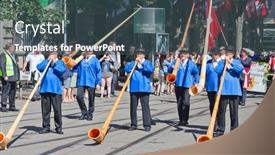  Presentation with traditional music - Theme featuring zurich-august-1-swiss-national background and a ocean colored foreground