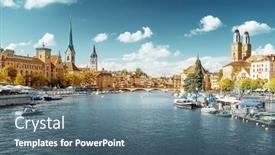  Presentation with peter - Audience pleasing slide deck consisting of zurich-city-center-with-famous backdrop and a ocean colored foreground