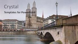  Presentation with switzerland - Slides consisting of zurich-city-switzerland-grossmunster-cathedral background and a light gray colored foreground