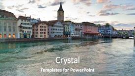  Presentation with switzerland - Audience pleasing slides consisting of zurich ciy in switzerland evening backdrop and a  colored foreground