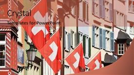  Presentation with street - Colorful slides enhanced with zurich decorated with flag backdrop and a red colored foreground