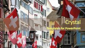  Presentation with street - Presentation theme having zurich decorated with flag background and a tawny brown colored foreground
