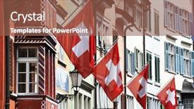  Presentation with august - PPT theme consisting of zurich decorated with flag background and a tawny brown colored foreground