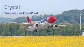  Presentation with airport port - Amazing PPT theme having zurich-may-24-airbus-a320 backdrop and a sky blue colored foreground