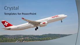  Presentation with airport port - Beautiful PPT layouts featuring zurich-may-24-airbus-a340 backdrop and a light blue colored foreground