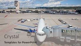  Presentation with airport port - Slide deck featuring zurich-september-21-boeing-737 background and a light gray colored foreground