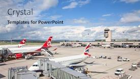  Presentation with airport port - PPT theme consisting of zurich-september-21-planes-preparing background and a  colored foreground