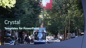  Presentation with tram - Beautiful presentation theme featuring zurich-switzerland-june-23-2018 backdrop and a tawny brown colored foreground