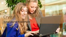  Presentation with mall - Slide deck featuring zwei-freundinnen-gehen-zusammen-einkaufen background and a coral colored foreground