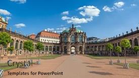  Presentation with palace of fine arts - Presentation theme consisting of zwinger-palace-in-dresden-germany background and a coral colored foreground