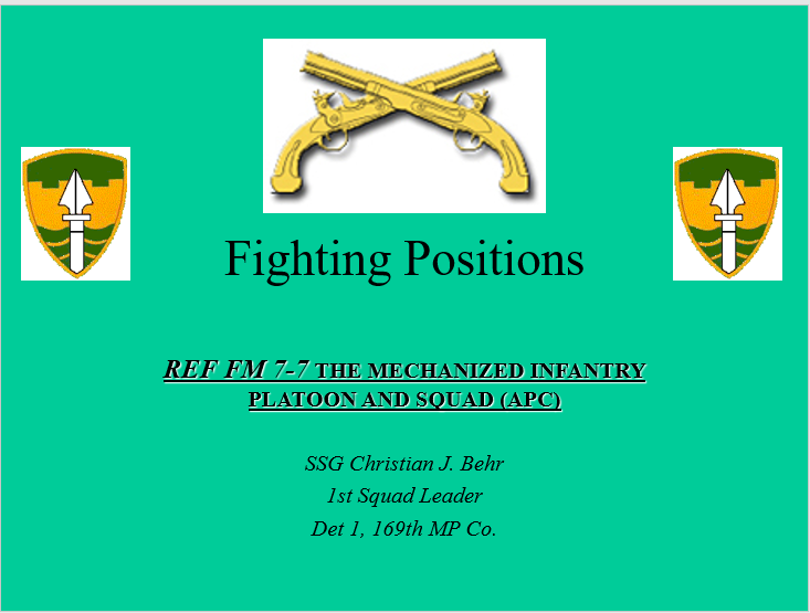 Construct a Fighting Position PowerPoint Ranger, Premade Military