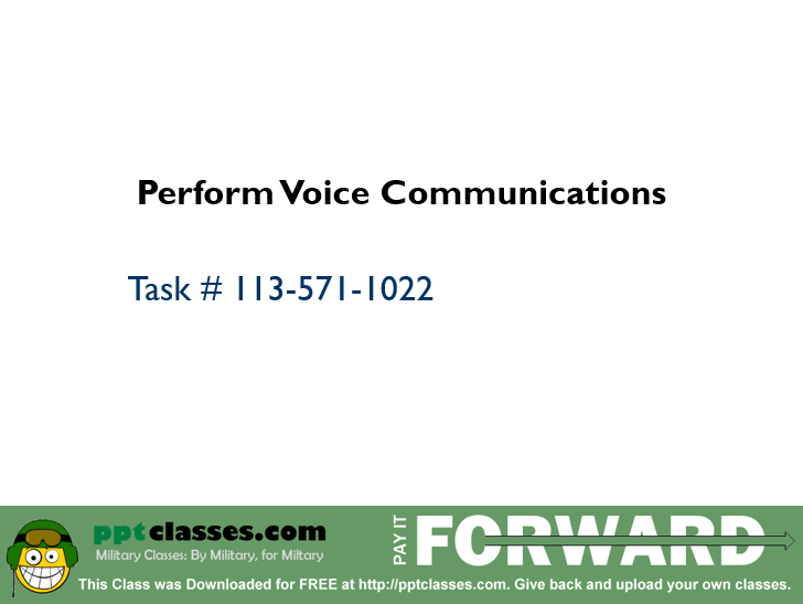 Perform Voice Communications I PowerPoint Ranger, Premade Military
