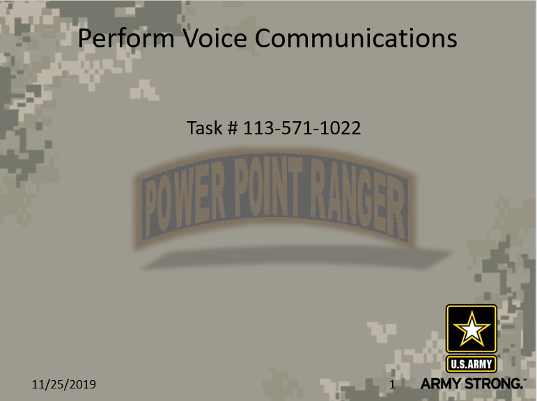 Perform Voice Communications Army Army Military