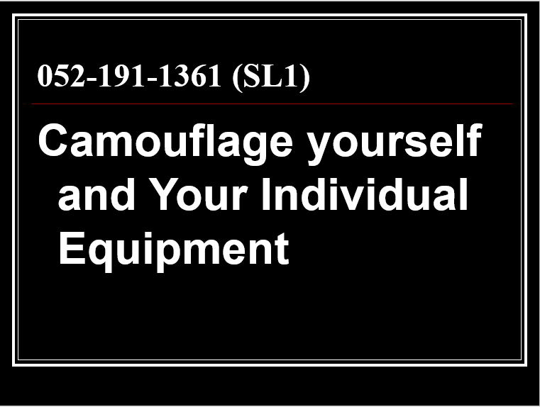 Camouflage Yourself and Individual Equipment PowerPoint Ranger, Pre