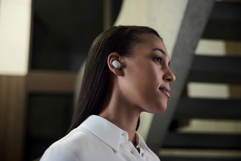 Sony WF-1000XM6 earbuds worn in-ear