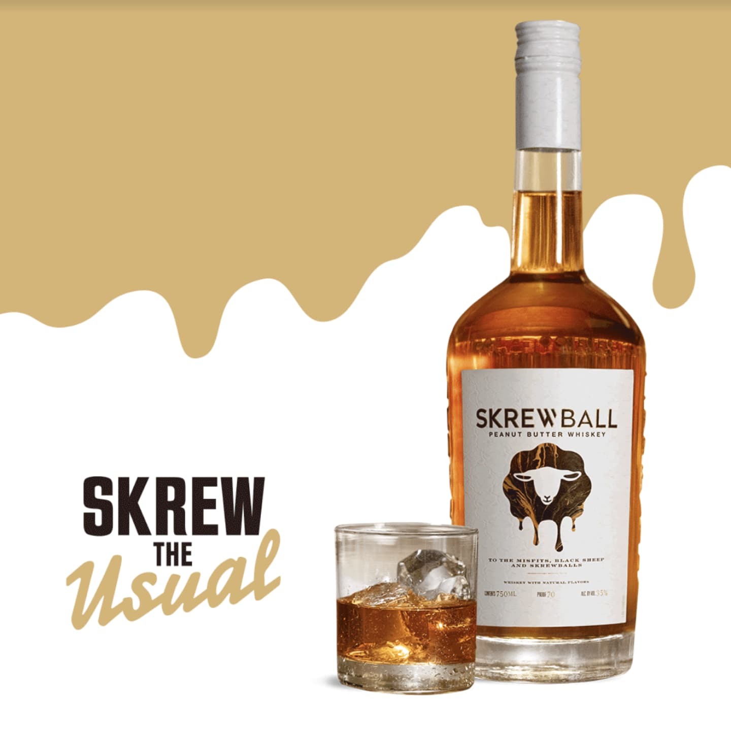ピーナッツバターウィスキー　SKREW BALL 35% Skrewball Peanut Butter Whiskey with Natural Flavors, 750 ml
