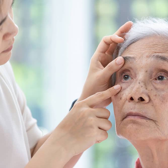 Caregiver supporting patient