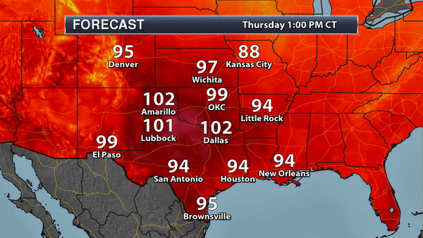 South Central Temperature Forecast Loop