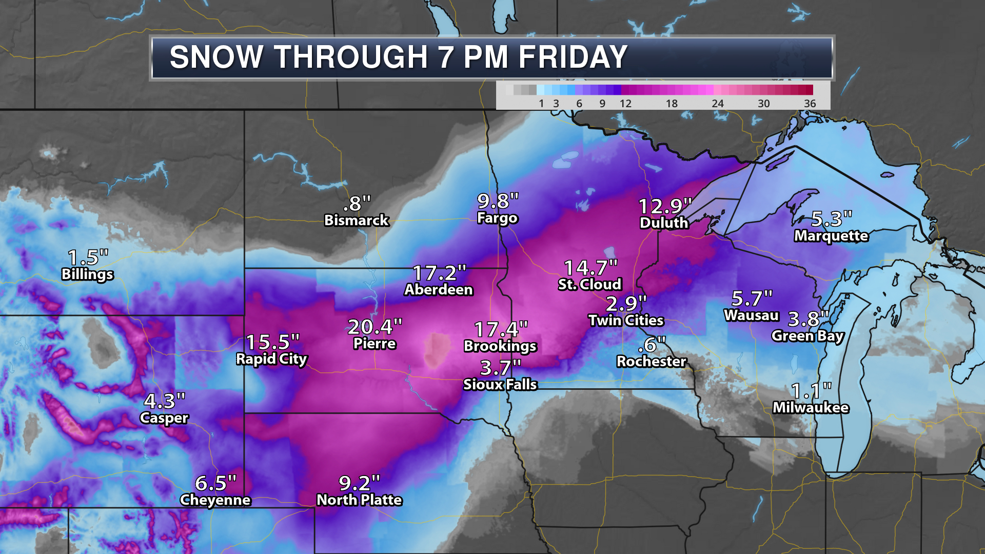 winter weather graphics 3 day snow forecast graphic from April 2019 blizzard in northern plains and Midwest