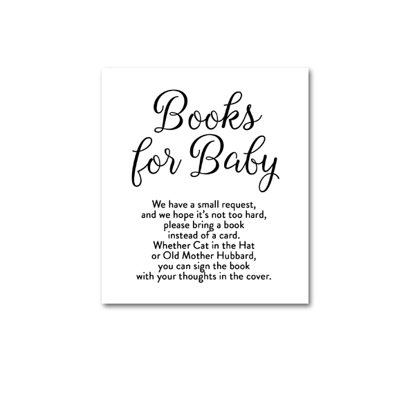 Baby Shower Elegant Simple Black and White Insert Books for the Baby