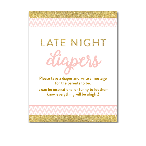 Baby Shower Blush Pink Chevron Gold Glitter Baby Girl - Activity Late ...
