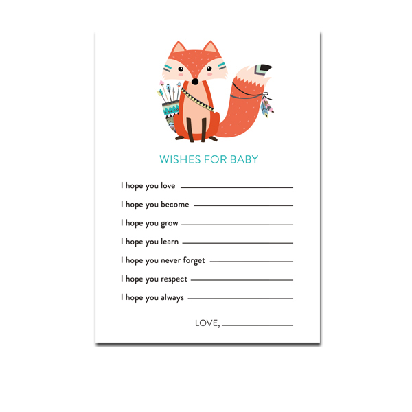 Baby Shower Tribal Fox - Activity Wishes for Baby - Instant Download ...