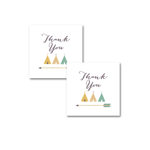 Baby Shower Tribal TeePee Indian Arrow - Thank You Tags - Instant ...
