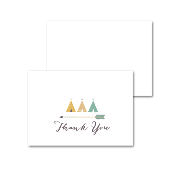 Baby Shower Tribal TeePee Indian Arrow - Thank You Card - Instant ...