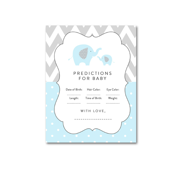Baby Shower Light Blue Gray Chevron Elephant Baby Boy - Activity ...