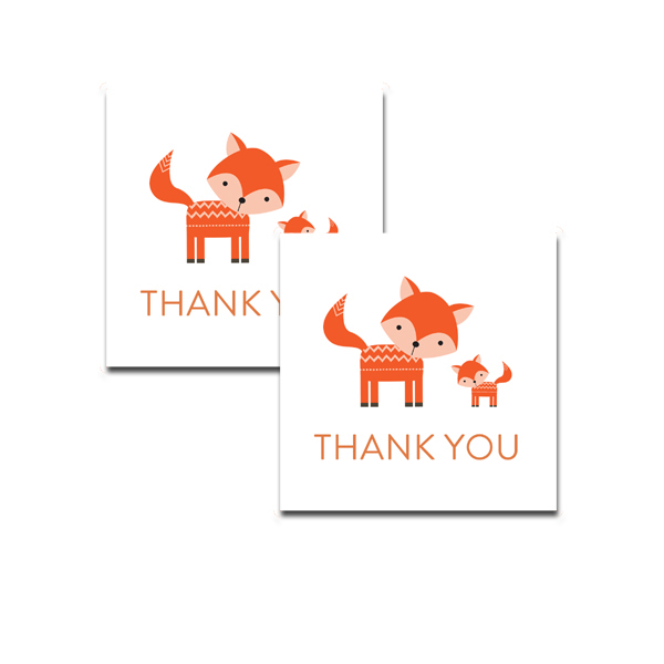 Baby Shower Cute Woodland Fox Forest Baby Animals - Thank You Tags ...